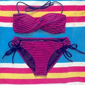 Roxy - SMALL Bikini SET - pink and black stripes